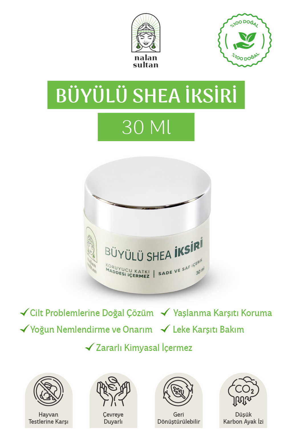Nalan Sultan | Orijinal Shea Kremi, El Yüz Vücut Bakım Kremi, Original Shea Butter, Yüksek Onarıcı Krem (30 ml)