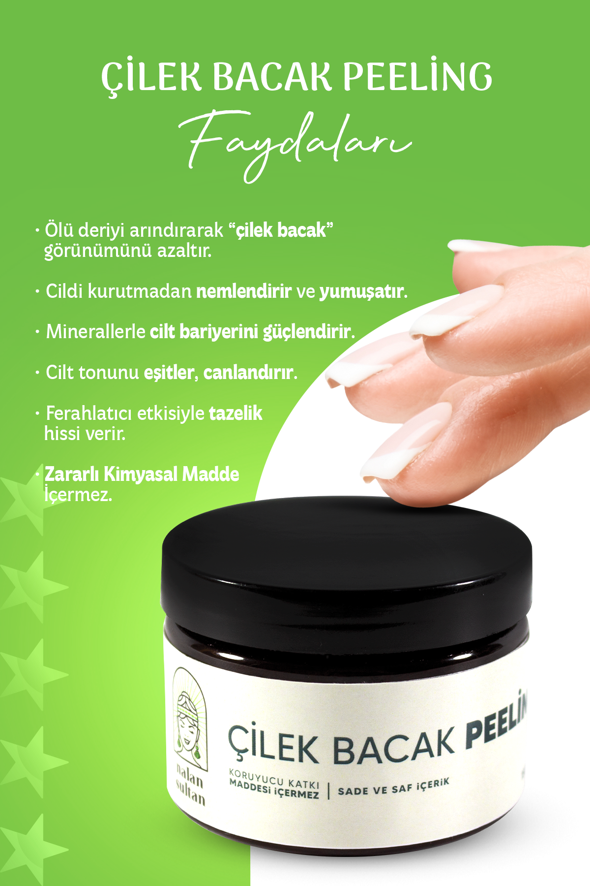 Nalan Sultan | Çilek Bacak Pelling |Yosun İçerikli Batık Giderici, Süper Besinli Spirulina Etkisi, Bitkisel (230 ml)