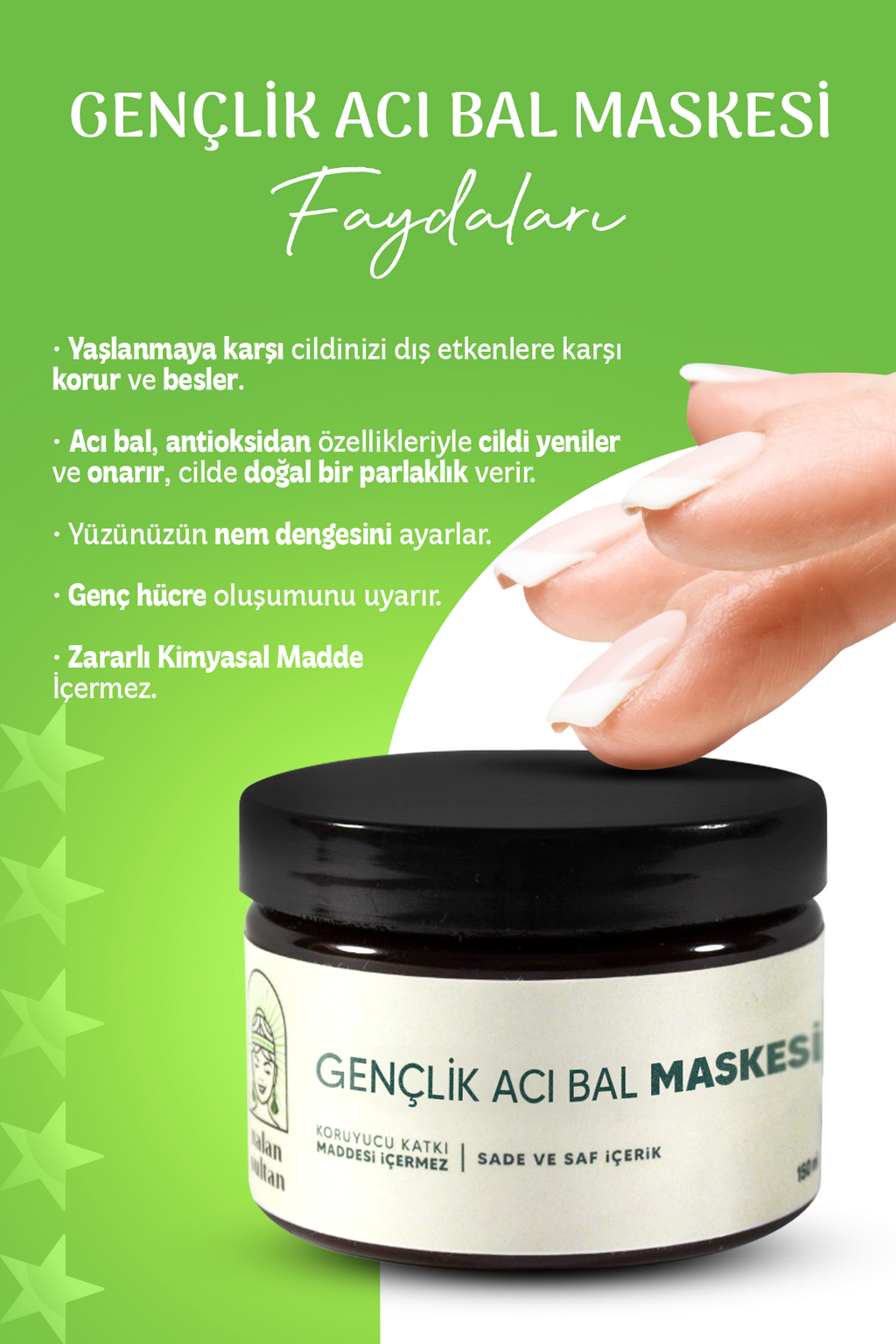 Nalan Sultan | Gençlik Acı Bal Maskesi, Orijinal Acı Ballı Yüz Maskesi, Honey Glow Mask, Nem ve Elastiklği Artırır