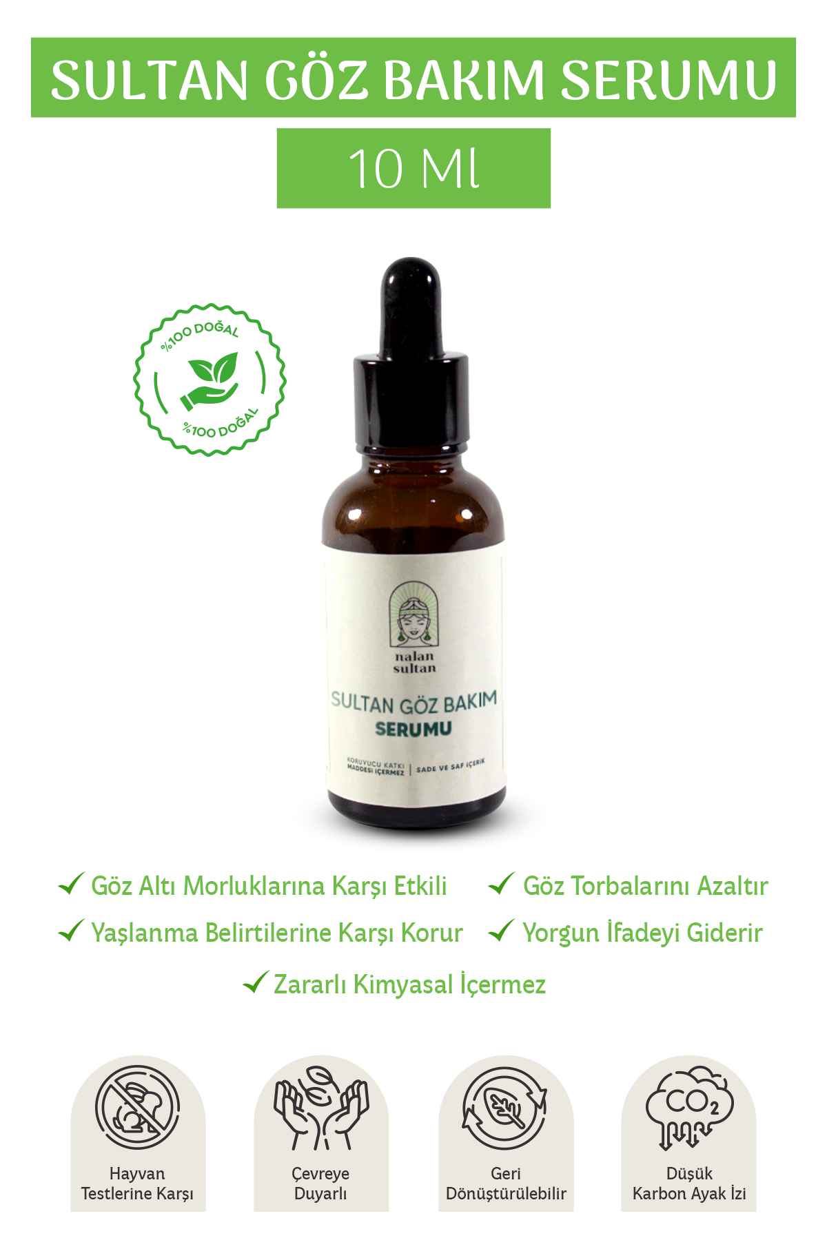 Sultan Göz Bakım Serumu | Üzüm Çekirdeği Yağlı %100 Doğal Gözaltı Kırışıklık Karşıtı (10 ml)