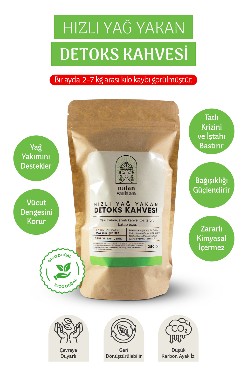 Hızlı Yağ Yakan Detoks Kahvesi (1 Aylık) 250 gr