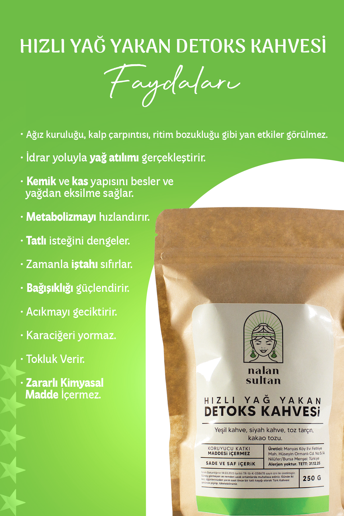 Hızlı Yağ Yakan Detoks Kahvesi | Gün Boyu Enerji, Bitkisel Diyet Kahve (1 Aylık) 250gr