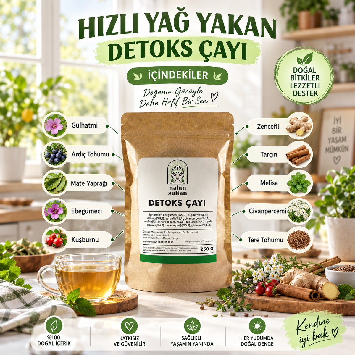 Hızlı Yağ Yakan Detoks Çayı (1 Aylık) 250 gr