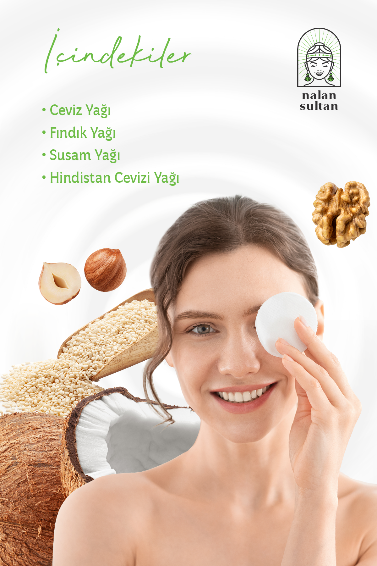 Bitkisel Hindistan Cevizi Yağlı Besleyici Makyaj Temizleme Yağı, Göz Yakmayan Formül, Parfümsüz (100 ml)