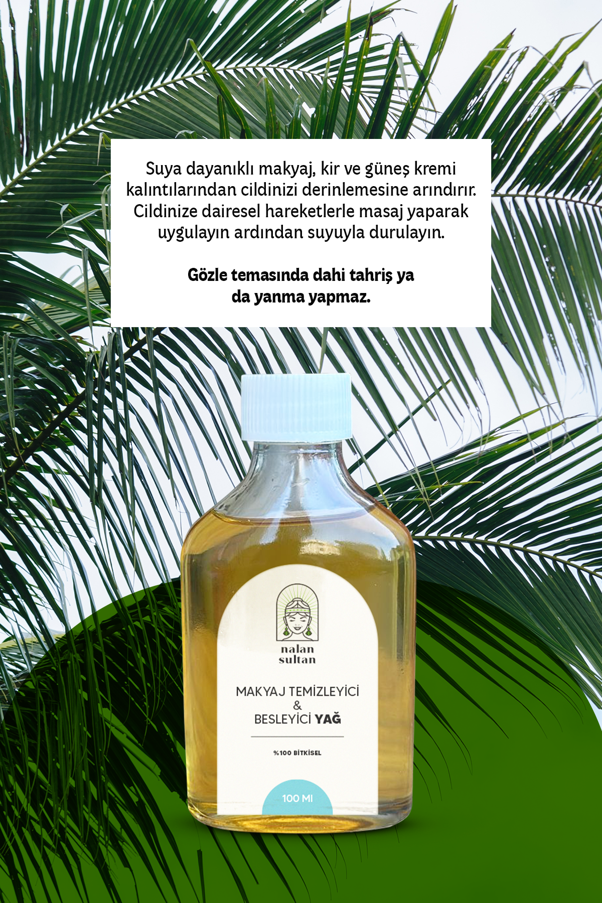 Bitkisel Hindistan Cevizi Yağlı Besleyici Makyaj Temizleme Yağı, Göz Yakmayan Formül, Parfümsüz (100 ml)