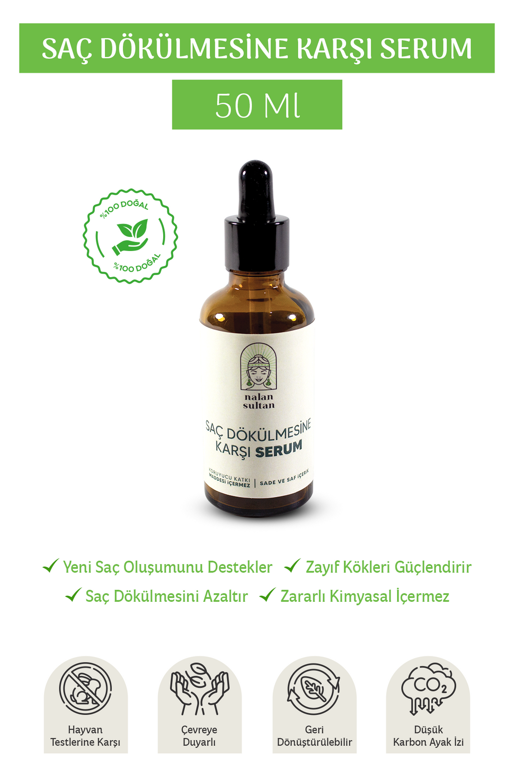 Saç Dökülmesine Karşı Serum | Biberiye Yağı İçeren Saç Bakım Yağı, Saç Uzatır (50 ml)