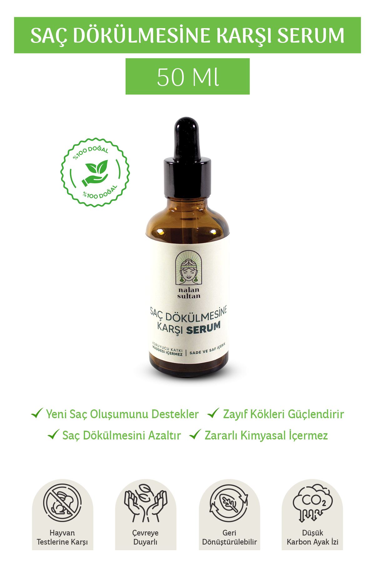 Saç Dökülmesine Karşı Serum | Biberiye Yağı İçeren Saç Bakım Yağı, Saç Uzatır (50 ml)