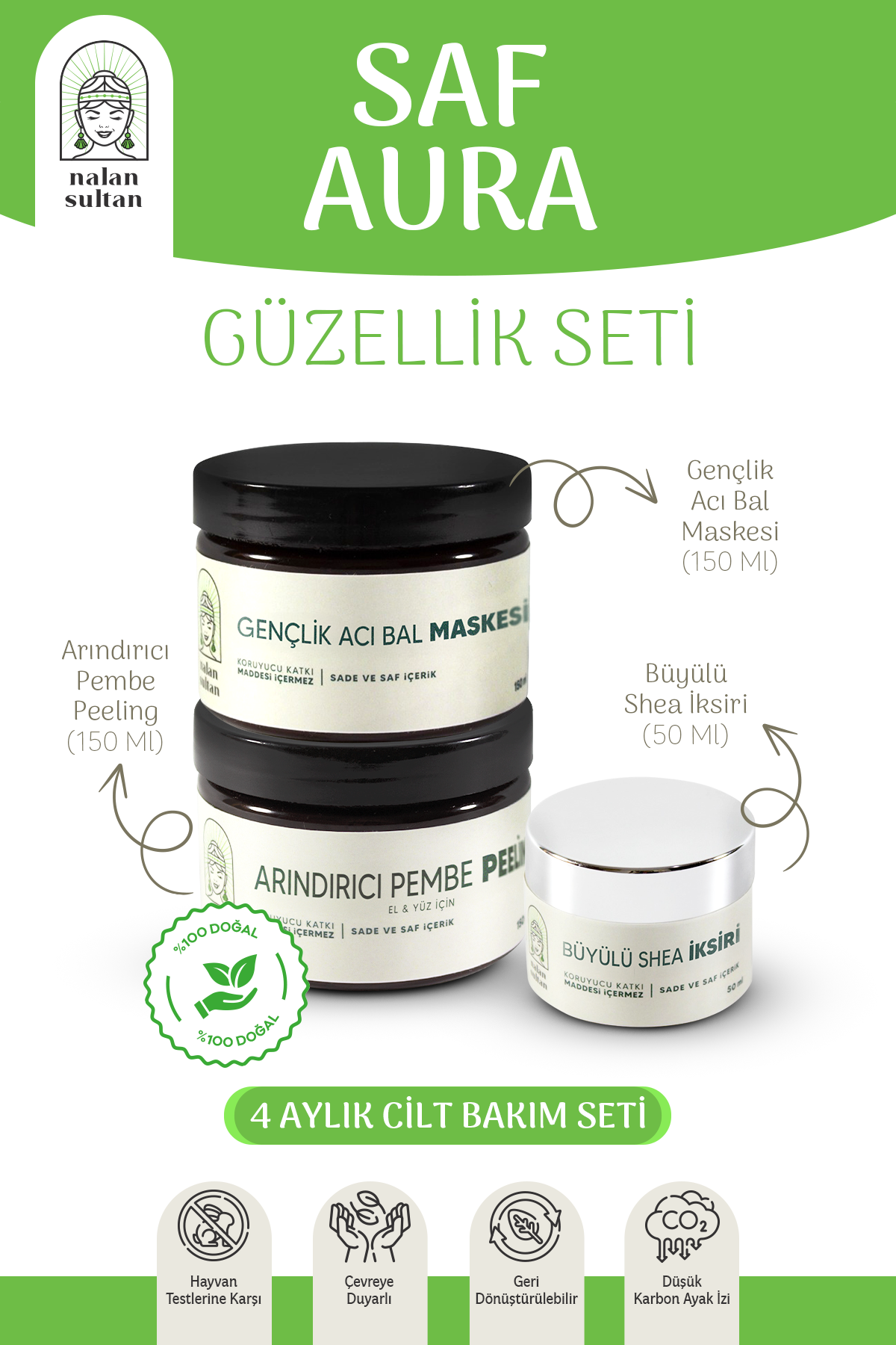 Saf Aura Güzellik Seti | Cilt Tonu Eşitleyici, Orijinal Shea Yağlı Krem, %100 Bitkisel Bakım Seti