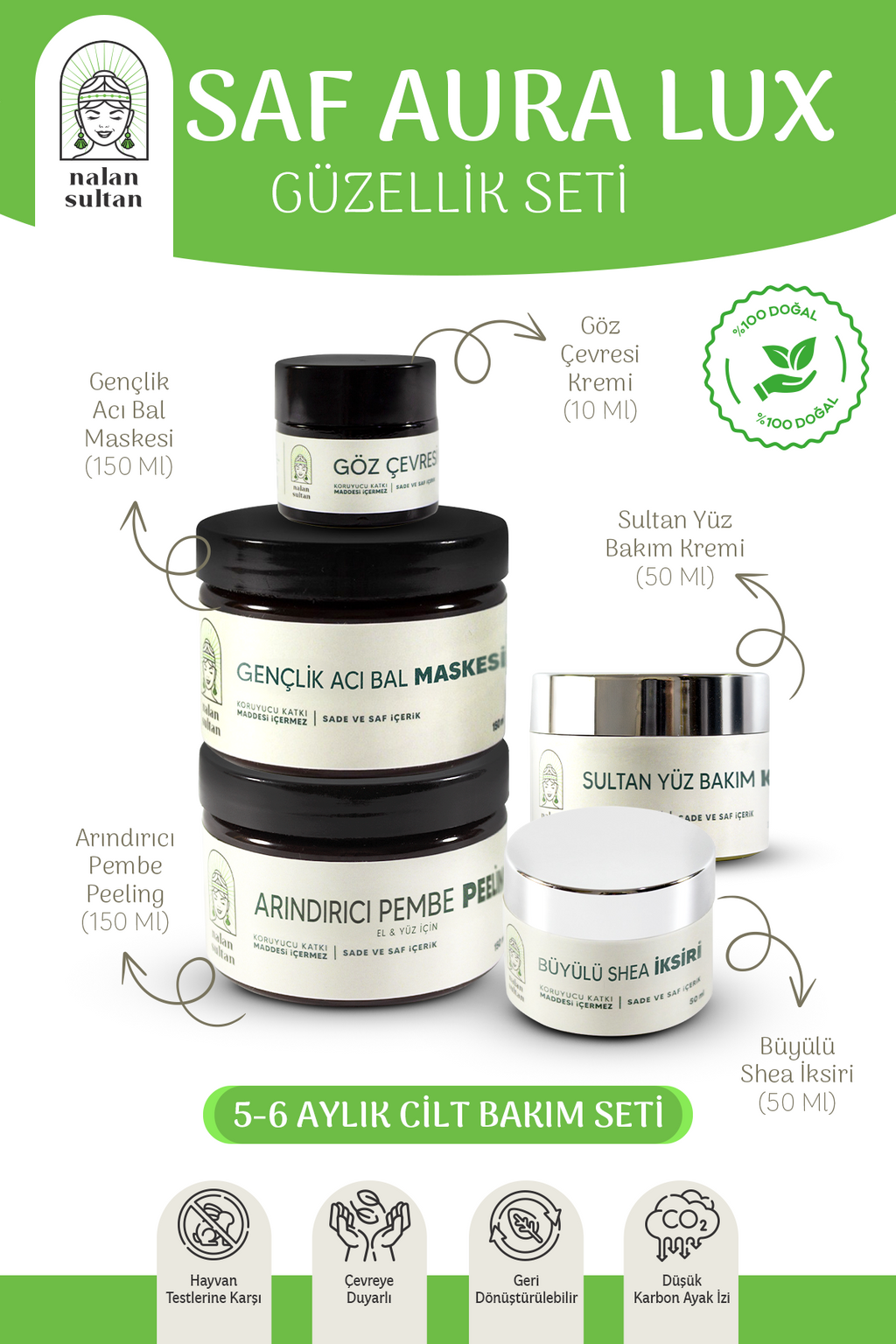 Saf Aura Lux Güzellik Seti |Bal Maskesi, Orijinal Shea Kremi, Nemlendirici Peeling %100 Bitkisel