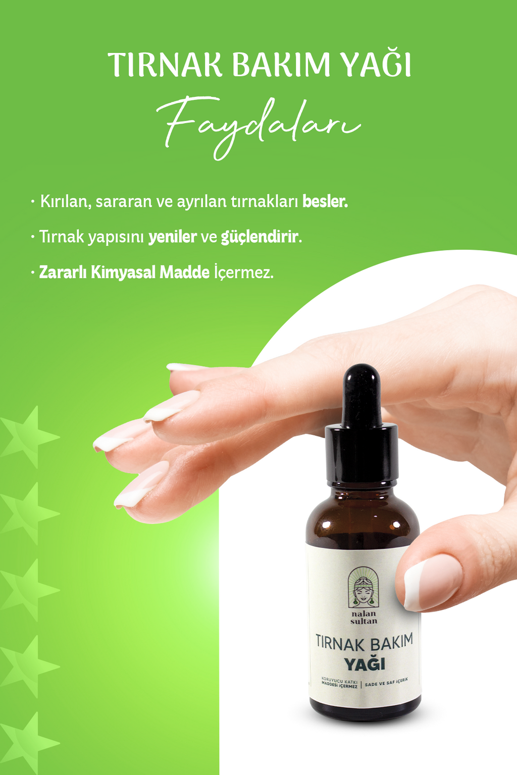 Güçlendirici, Besleyici, Nemlendirici, Vegan Tırnak Bakım Yağı %100 Naturel (30ml)