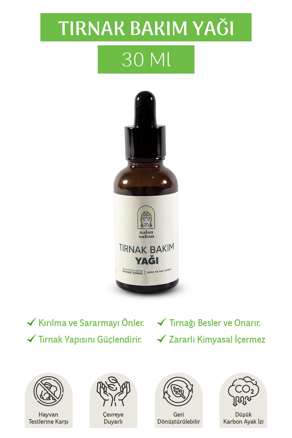 Güçlendirici, Besleyici, Nemlendirici, Vegan Tırnak Bakım Yağı %100 Naturel (30ml)