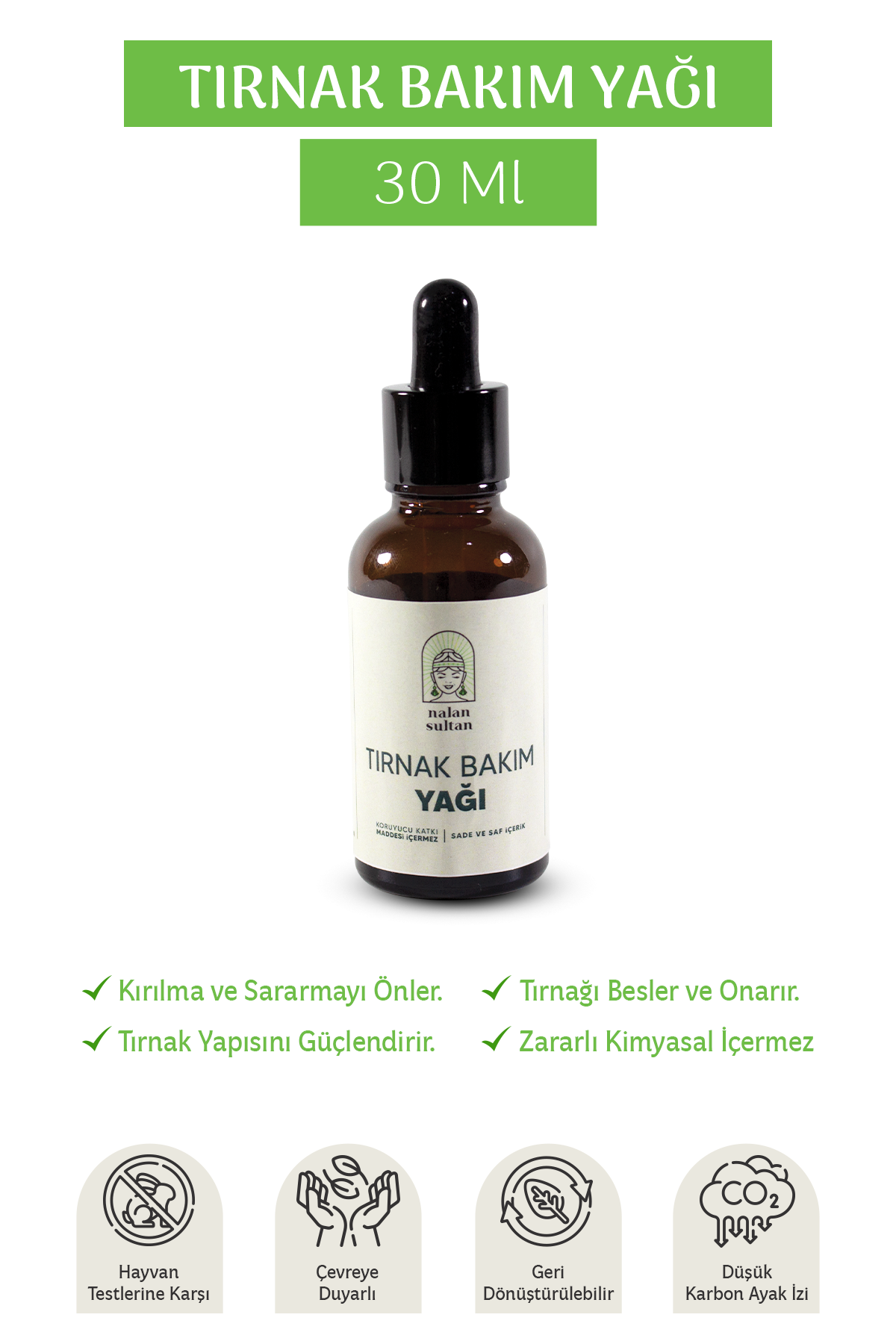 Güçlendirici, Besleyici, Nemlendirici, Vegan Tırnak Bakım Yağı %100 Naturel (30ml)